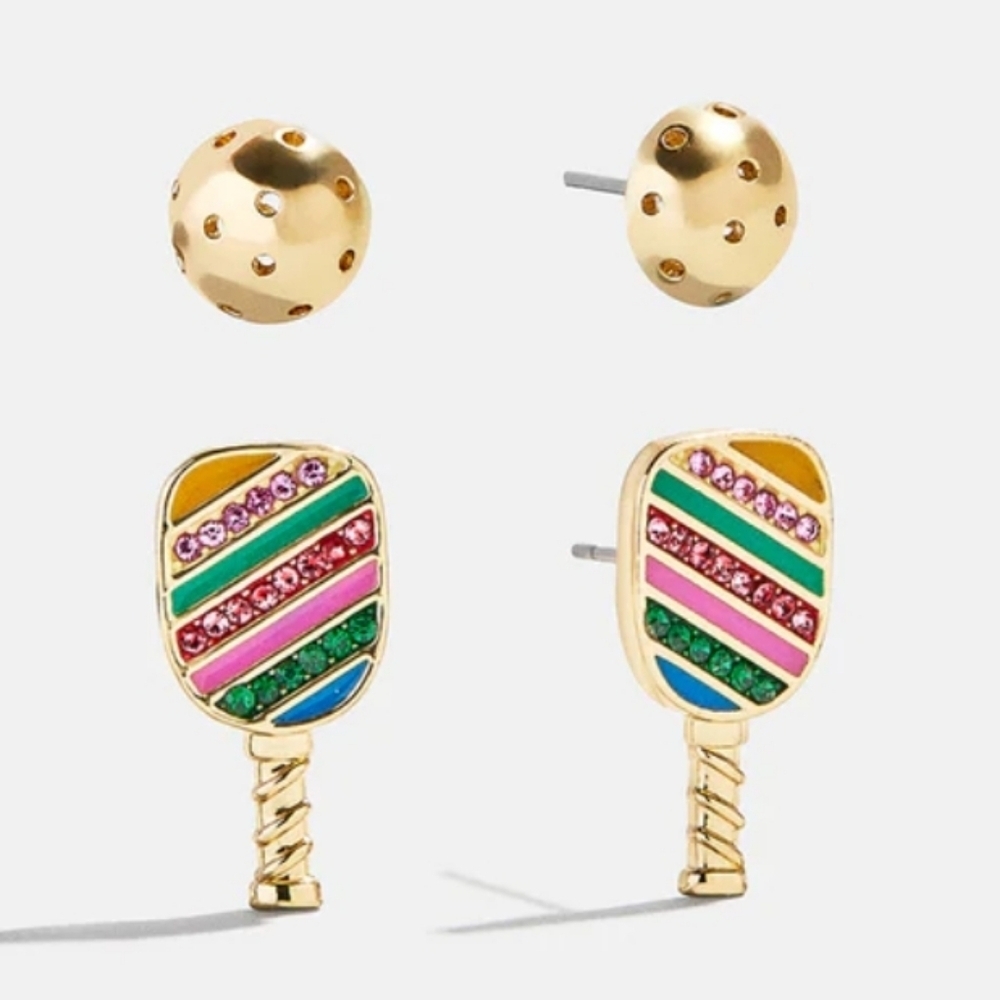 NWOT / BAUBLEBAR / Pickleball Table tennis Stacking Stud Earrings Set